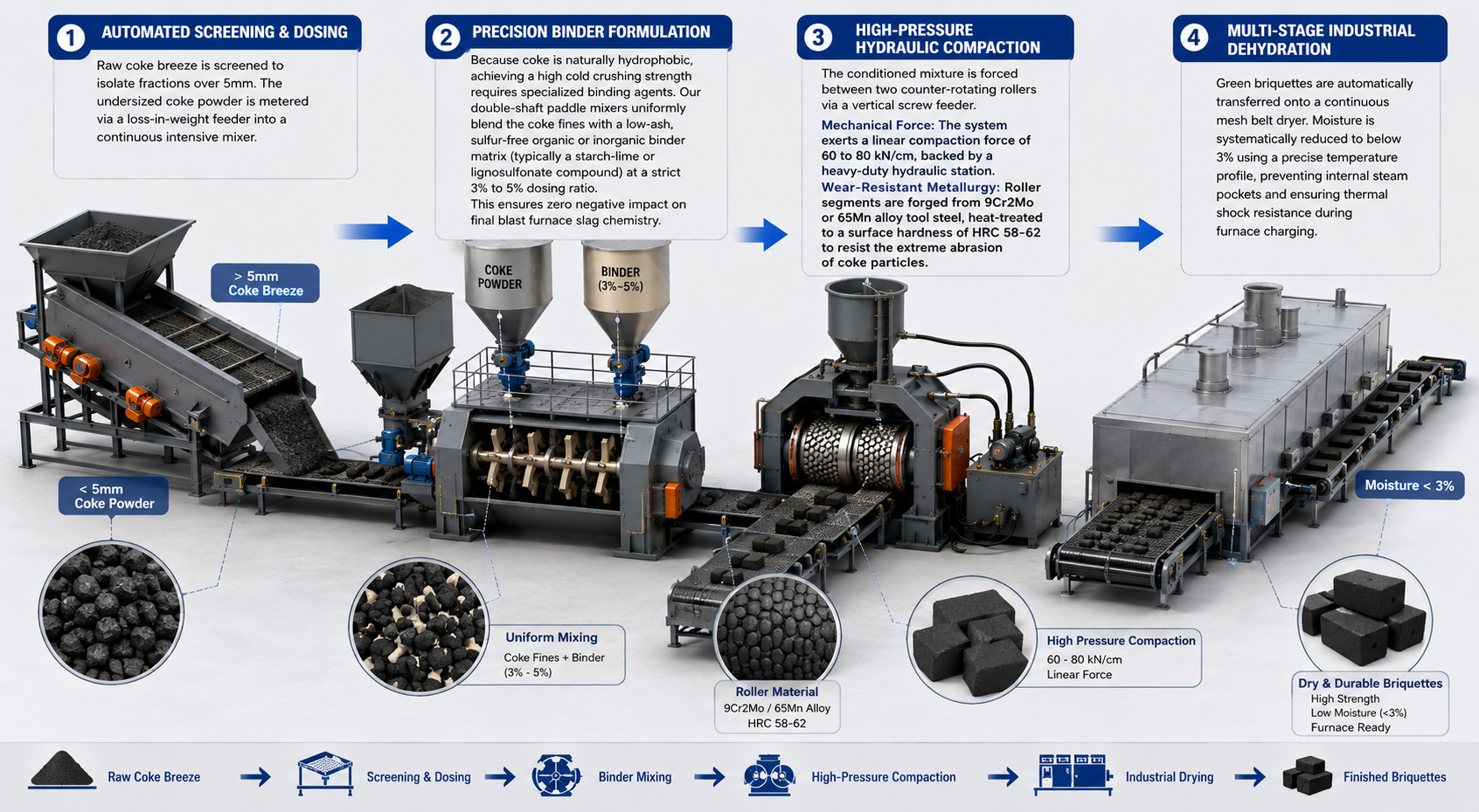 Coke Fines Recovery & High-Pressure Roller Briquetting Plant