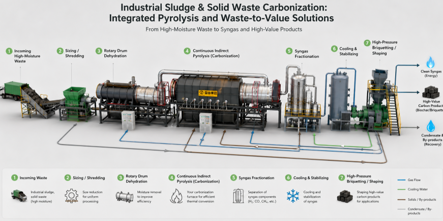 Industrial Sludge & Solid Waste Carbonization: Integrated Pyrolysis and Waste-to-Value Solutions